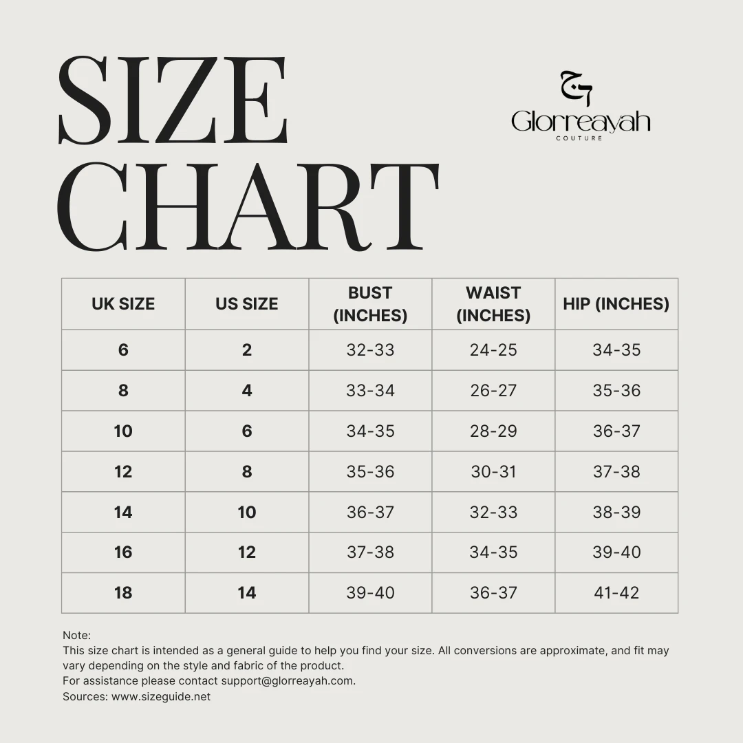 Size Chart - Glorreayah Couture